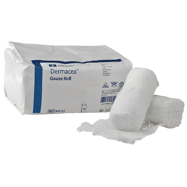 Dermacea Low-Ply Gauze Rolls, 2 in to 6 in, Sterile and, 441122, 4 in (10.2 cm) x 4-1/8 yd (3.77 m), Non-Sterile, Pack