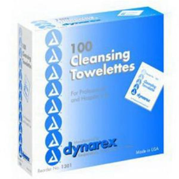 Dynarex Cleansing Towelettes, 5 in x 7 in, Benzalkonium Chloride, 1301