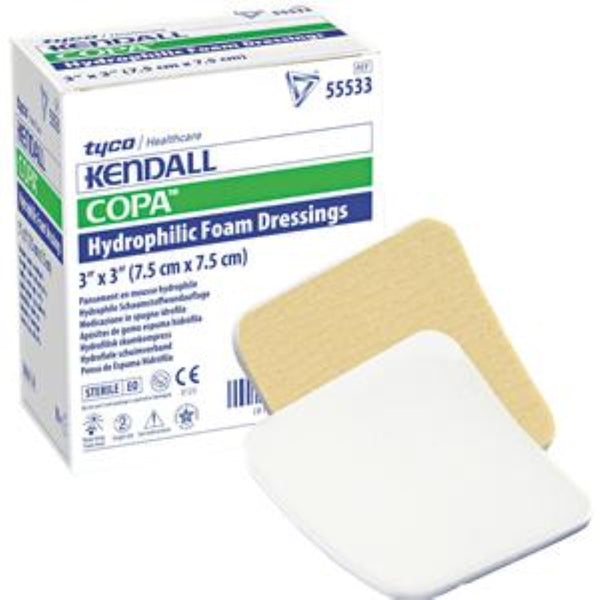Kendall Hydrophilic Foam Dressing, Fenestrated, 3-1/2 in x 3 in, 55535