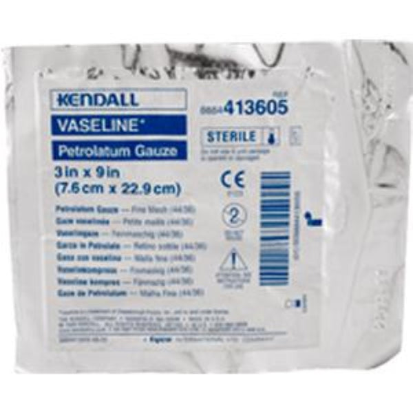 Kendall Vaseline Sterile Non-Adherent Petrolatum Gauze Strip, 3 in x 9, 8884413605, 3 in x 9 in (7.6 cm x 22.9 cm)