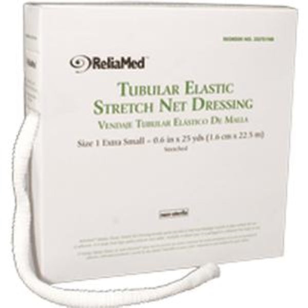 ReliaMed Non-Sterile Latex Tubular Elastic Stretch Net Dressing for Finger, Toe and Wrist, XS 5-3/8 in x 25 yds, 701NB