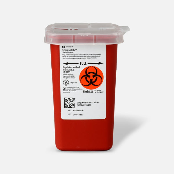 SharpSafety Phlebotomy Sharps Container, 1 Quart, Red, 8900SA