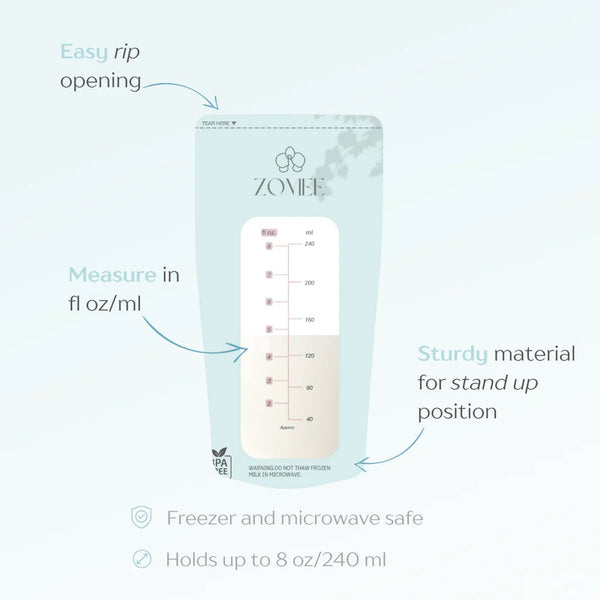 Zomee Milk Storage Bags, 8 oz (240 mL), ZMSB90